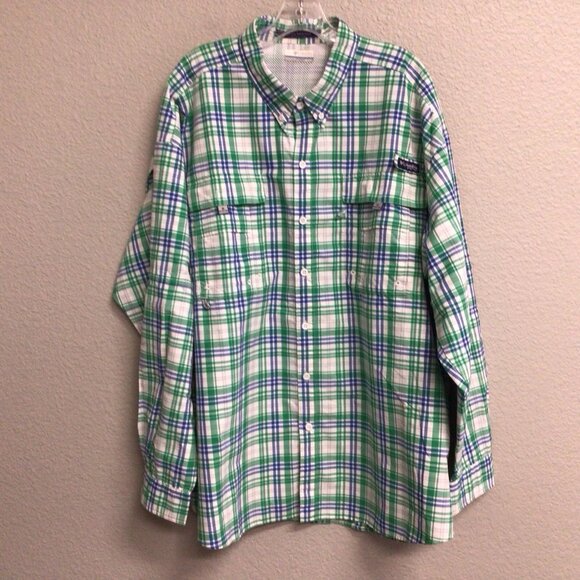 Columbia PFG Shirt Men’s 3X Big Blue Fishing Omni Shade Vented Super Bahama - Picture 11 of 11